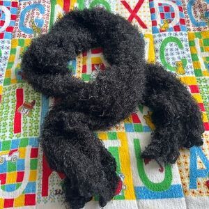 Y2K Fuzzy Black Scarf